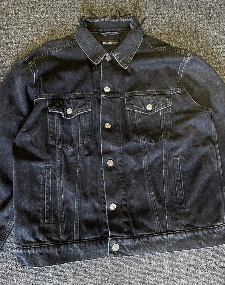 Balenciaga Balenciaga Black Grey Denim Jacket-yf Size US L / EU 52-54 / 3 - 2 Thumbnail