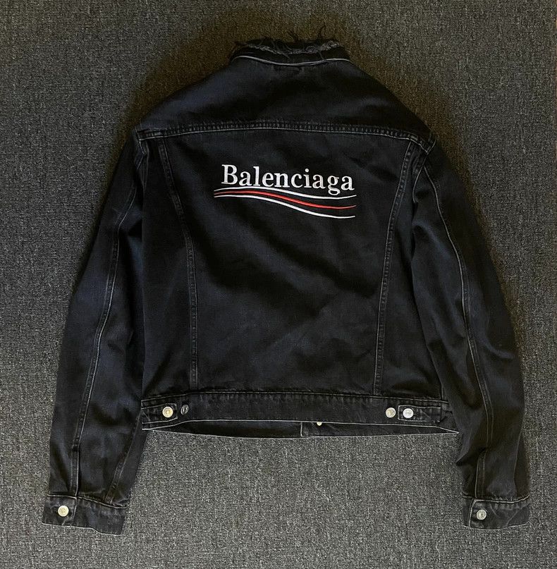Balenciaga Balenciaga Black Grey Denim Jacket-yf Size US L / EU 52-54 / 3 - 5 Thumbnail