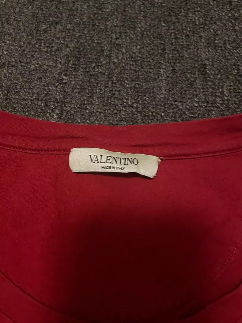 Valentino Valentino Red Distressed Short Sleeve T-shirt-yf Size US L / EU 52-54 / 3 - 4 Thumbnail