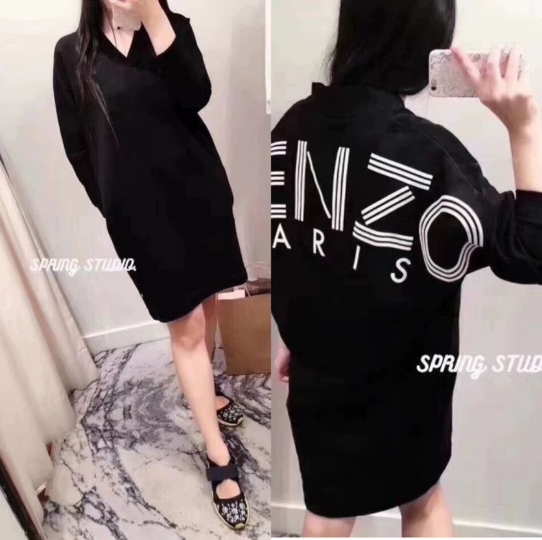 Vintage Kenzo Paris Letter Print Sweatshirt Dress - dmc Size US S / EU 44-46 / 1 - 2 Thumbnail