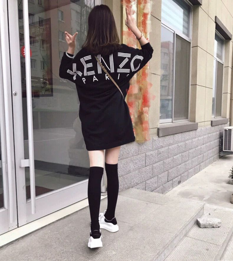 Vintage Kenzo Paris Letter Print Sweatshirt Dress - dmc Size US S / EU 44-46 / 1 - 8 Thumbnail