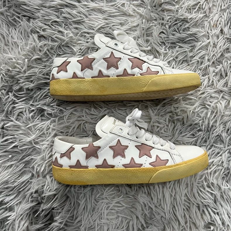 Saint Laurent Paris Saint Laurent Pink Star Low-Top Sneakers - dmc Size US 5 / EU 37 - 2 Thumbnail