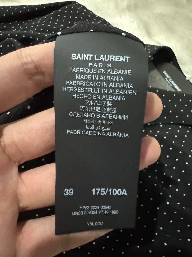 Saint Laurent Paris Saint Laurent Men's Polka Dot Silk Shirt - dmc Size US M / EU 48-50 / 2 - 4 Thumbnail