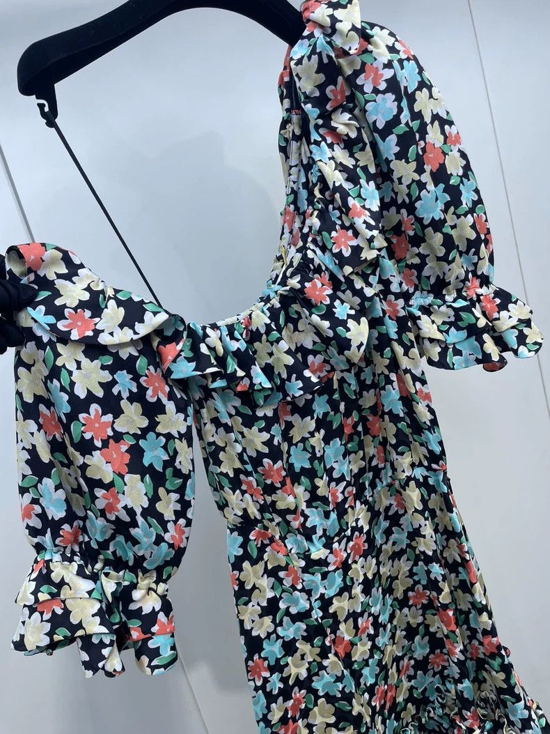 Yves Saint Laurent YSL Saint Laurent Floral Asymmetrical Dress - dmc Size US 38 / EU 54 - 3 Thumbnail