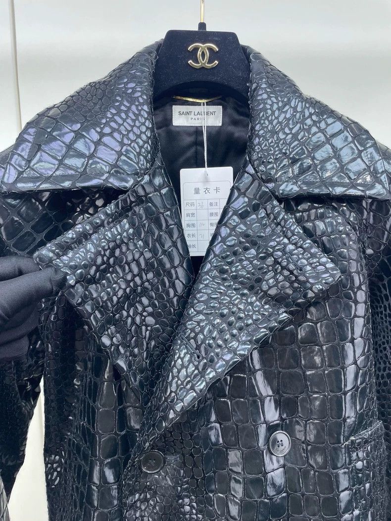 Yves Saint Laurent YSL Black Crocodile Pattern Leather Jacket - dmc Size US M / EU 48-50 / 2 - 4 Thumbnail