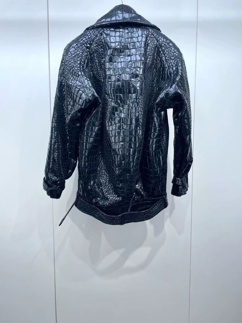 Yves Saint Laurent YSL Black Crocodile Pattern Leather Jacket - dmc Size US M / EU 48-50 / 2 - 2 Thumbnail