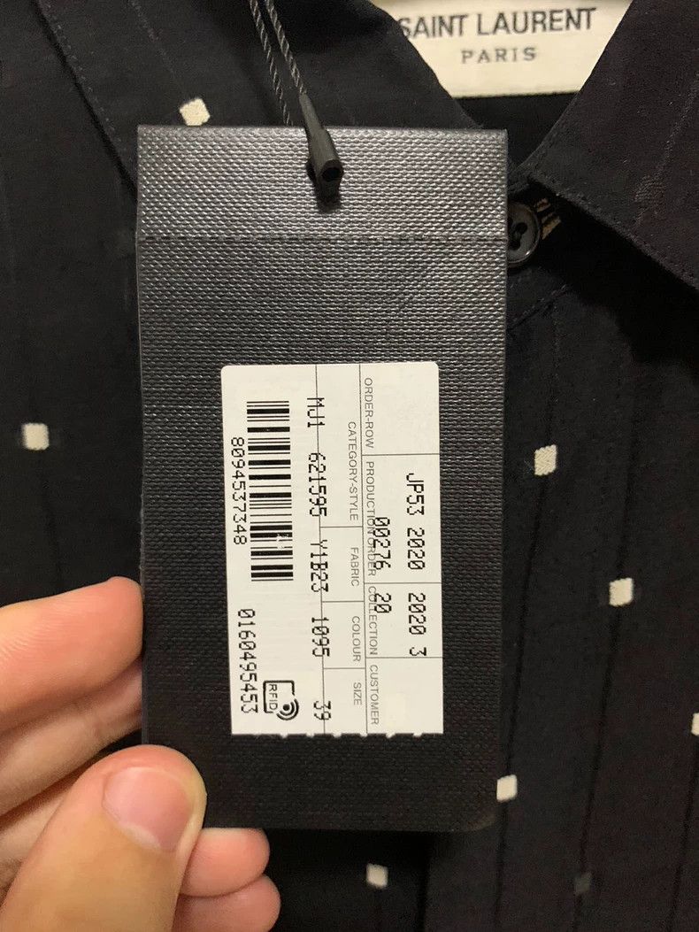 Saint Laurent Paris Saint Laurent Silk Grid Print Button-Up Shirt - dmc Size US M / EU 48-50 / 2 - 7 Thumbnail
