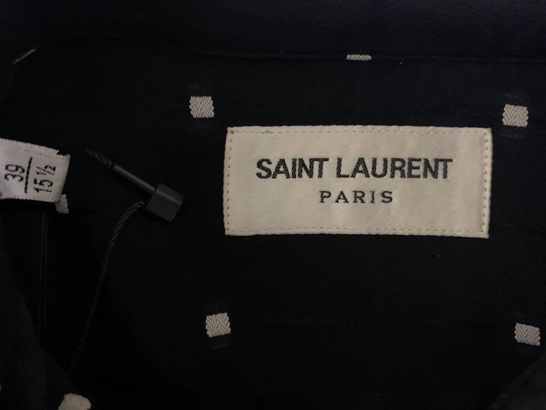 Saint Laurent Paris Saint Laurent Silk Grid Print Button-Up Shirt - dmc Size US M / EU 48-50 / 2 - 3 Thumbnail