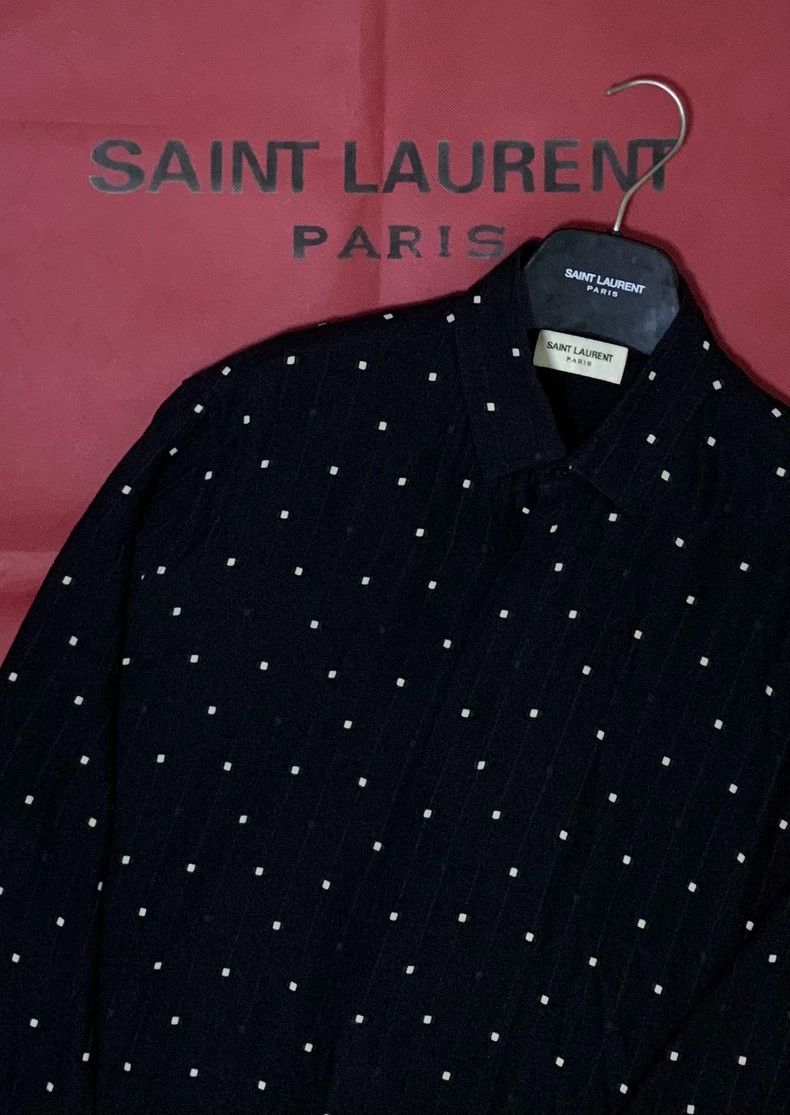Saint Laurent Paris Saint Laurent Silk Grid Print Button-Up Shirt - dmc Size US M / EU 48-50 / 2 - 8 Thumbnail