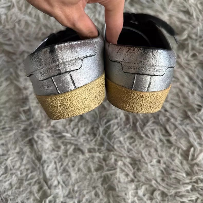 Saint Laurent Paris Saint Laurent Silver Leather Low-Top Sneakers - dmc Size US 5 / EU 37 - 5 Thumbnail