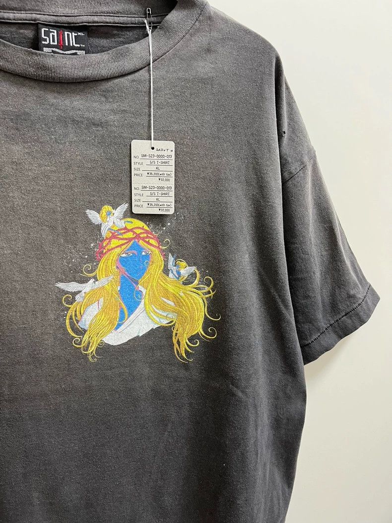 Saint Michael Saint Mxxxxxx Blue Face Graphic Tee - dmc Size US XL / EU 56 / 4 - 4 Thumbnail