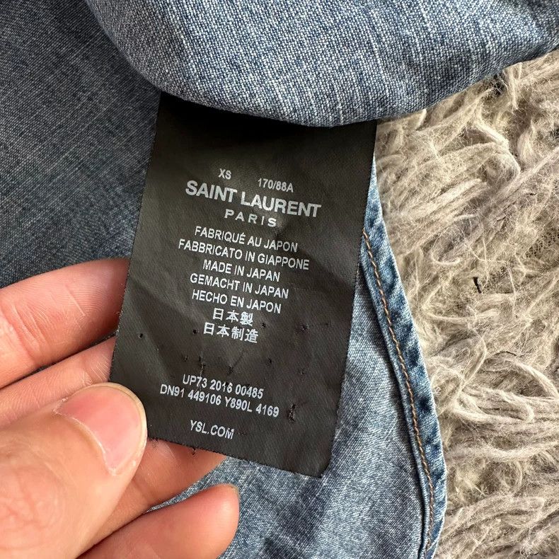 Saint Laurent Paris Saint Laurent Washed Denim Studded Shirt Jacket - dmc Size US XS / EU 42 / 0 - 5 Thumbnail