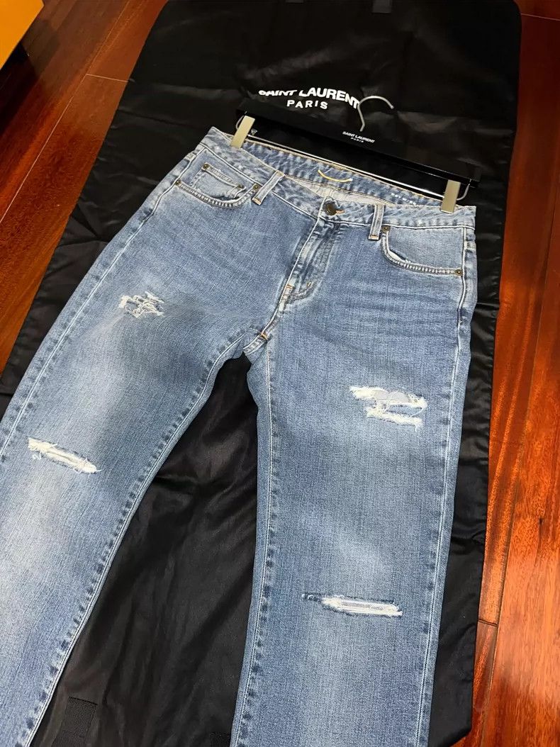 Saint Laurent Paris Saint Laurent Distressed Blue Denim Jeans - dmc Size US 31 - 2 Thumbnail