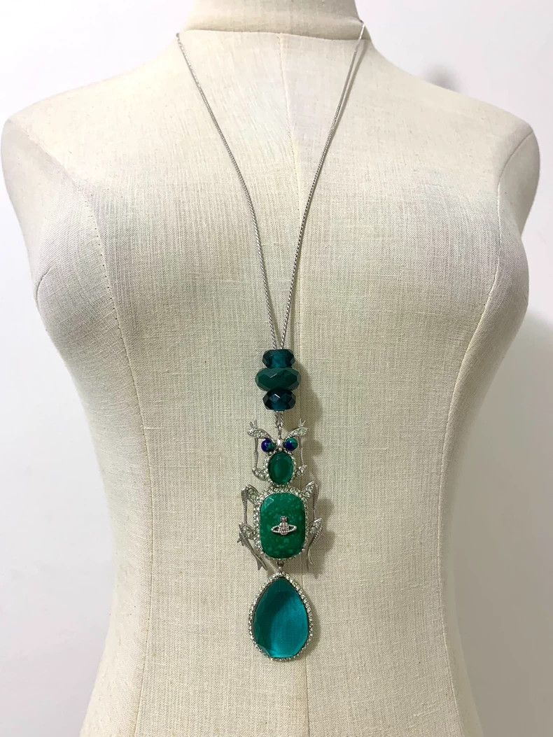 Vivienne Westwood Vivienne Westwood Green Insect Spider Necklace - dmc Size ONE SIZE - 2 Thumbnail