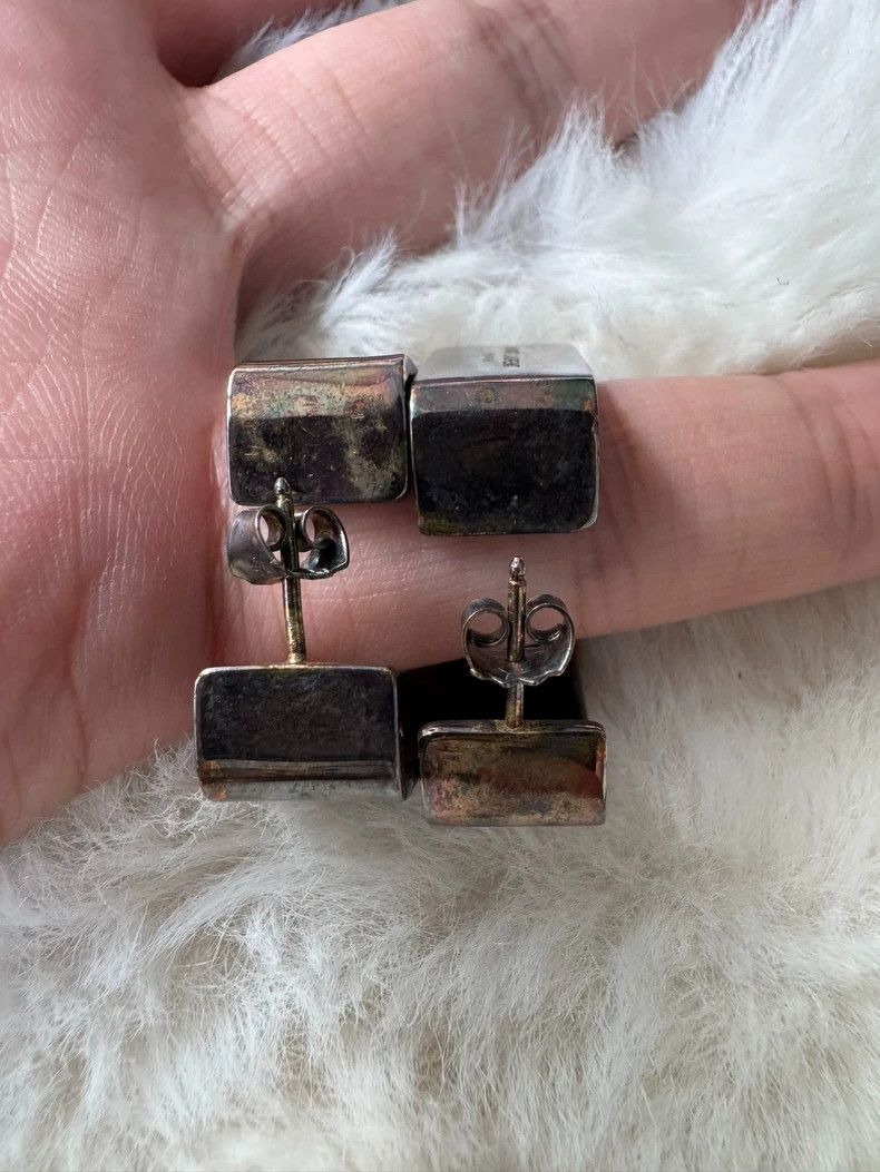 Yves Saint Laurent Saint Laurent Square Metal Stud Earrings - dmc Size ONE SIZE - 6 Thumbnail