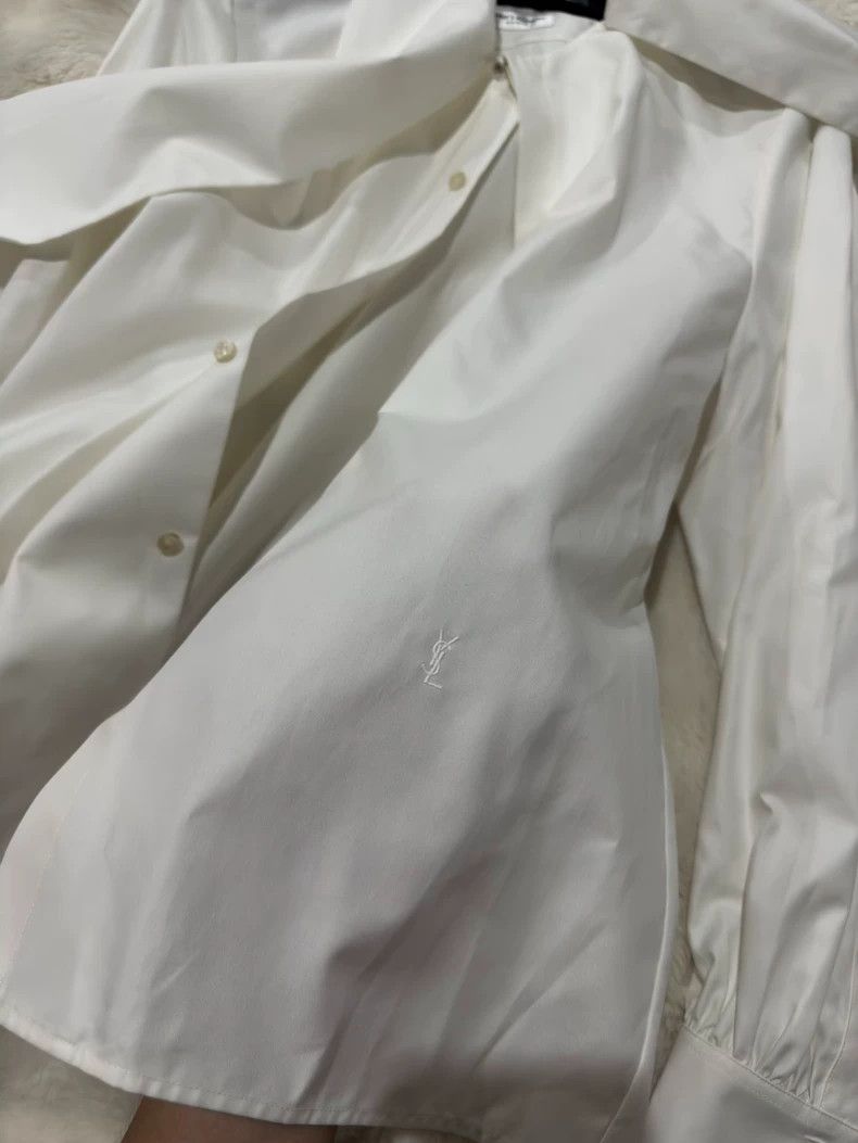 Saint Laurent Paris Saint Laurent Runway Bow Detail White Shirt - dmc Size US L / EU 52-54 / 3 - 3 Thumbnail