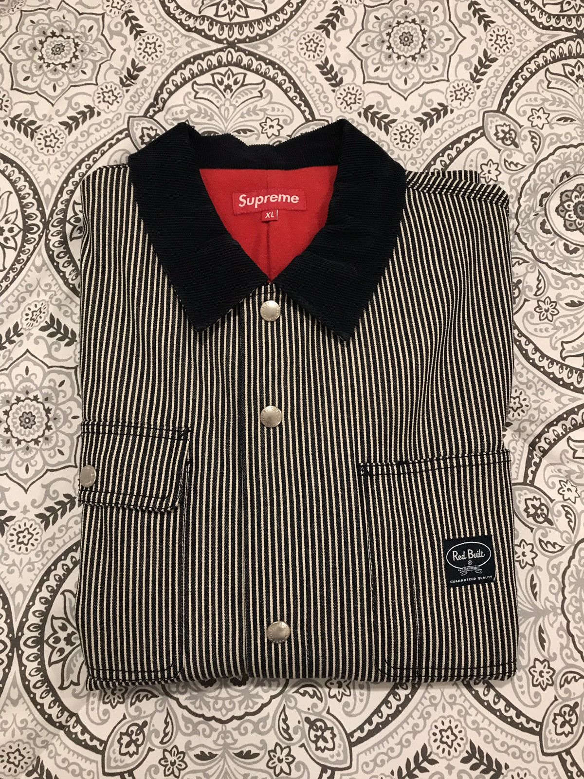 ジャケット・アウター old supreme red built woolrich chorecoat $199 Woolrich Red heritage lightweight chore coat jacket M