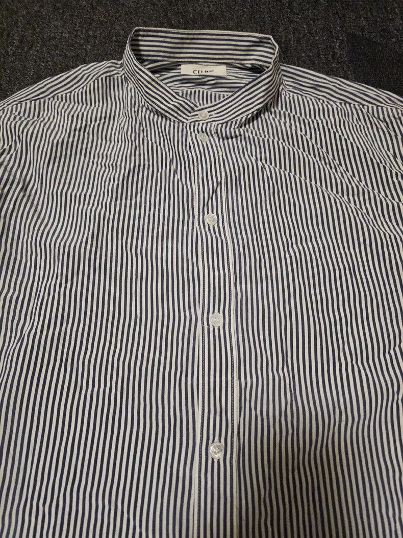 Celine Celine Striped Stand-Collar Shirt-yf Size US L / EU 52-54 / 3 - 2 Thumbnail