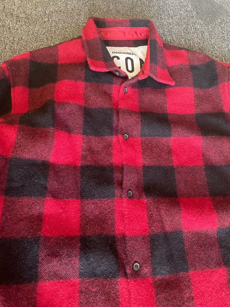 Dsquared2 Dsquared2 Red Black Plaid Wool Shirt-yf Size US L / EU 52-54 / 3 - 2 Thumbnail