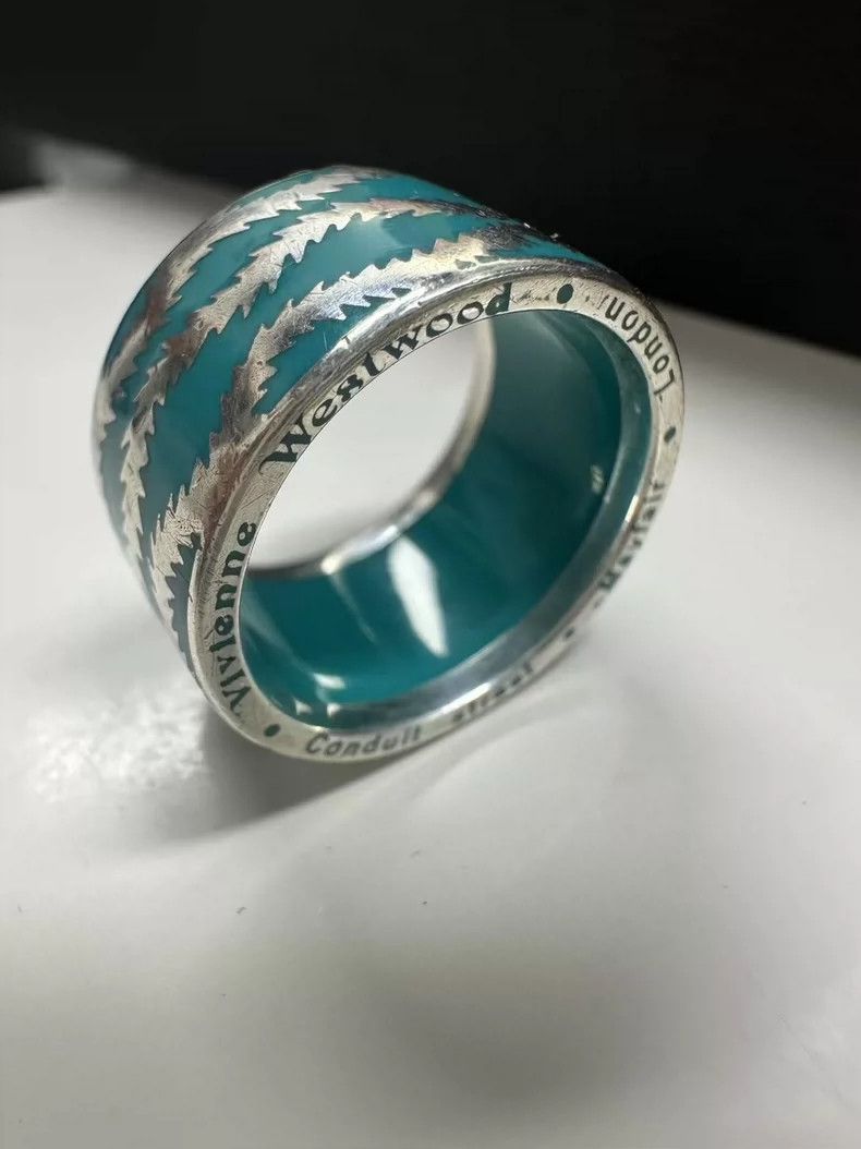 Vivienne Westwood Vivienne Westwood Silver Blue Saturn Ring - dmc Size ONE SIZE - 4 Thumbnail