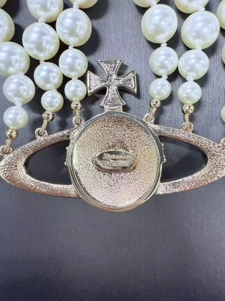 Vivienne Westwood Vivienne Westwood Saturn Pearl Necklace - dmc Size ONE SIZE - 3 Thumbnail