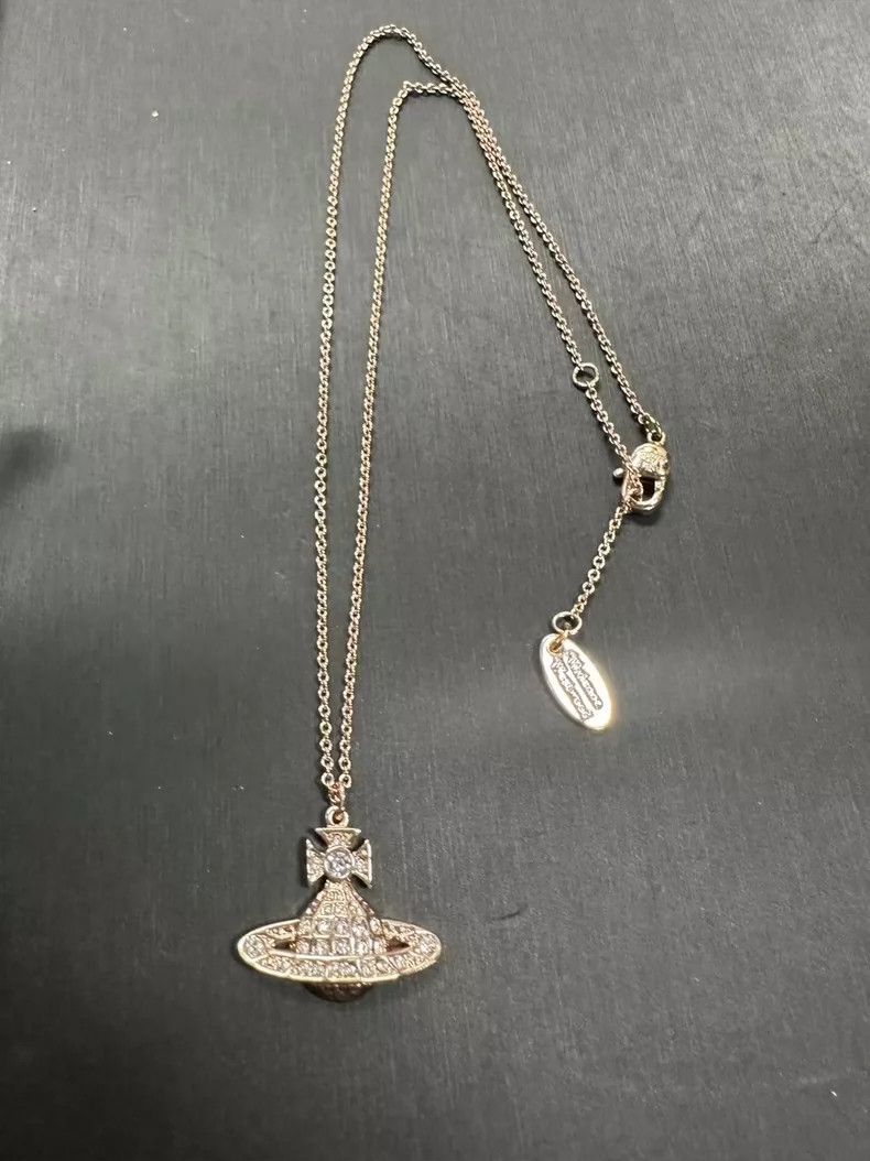 Vivienne Westwood Vivienne Westwood Rose Gold Saturn Necklace - dmc Size ONE SIZE - 3 Thumbnail