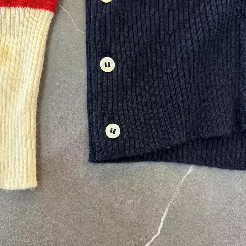 Thom Browne Thom Browne Beige Red Stripe Cardigan - dmc Size US M / EU 48-50 / 2 - 5 Thumbnail