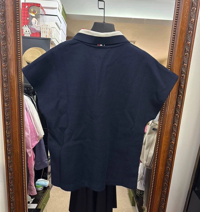 Thom Browne THOM BROWNE Stripe Collar V-Neck Polo - dmc Size US M / EU 48-50 / 2 - 3 Thumbnail
