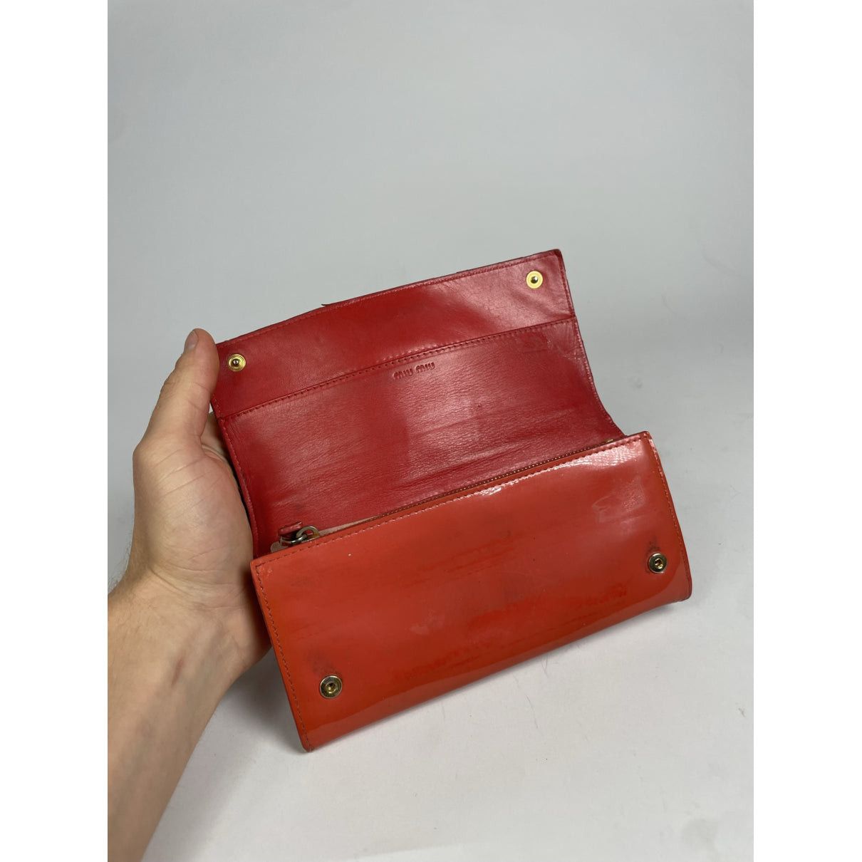 Miu Miu Orange Patent Leather Wallet Size ONE SIZE - 3 Thumbnail