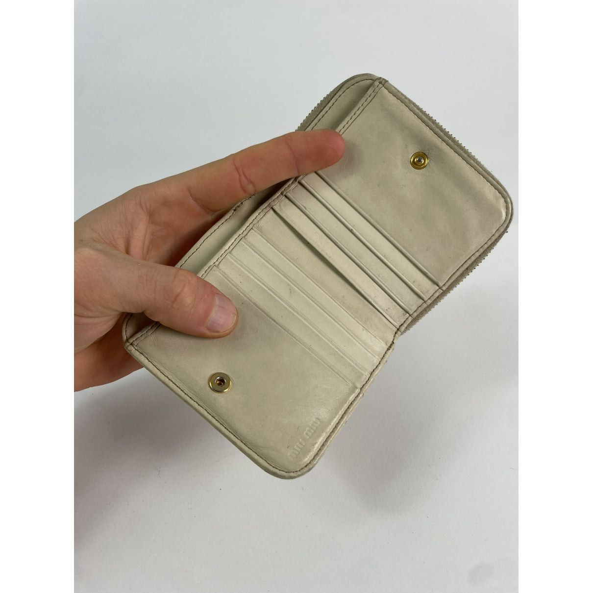 Miu Miu Beige Leather Wallet Size ONE SIZE - 3 Thumbnail