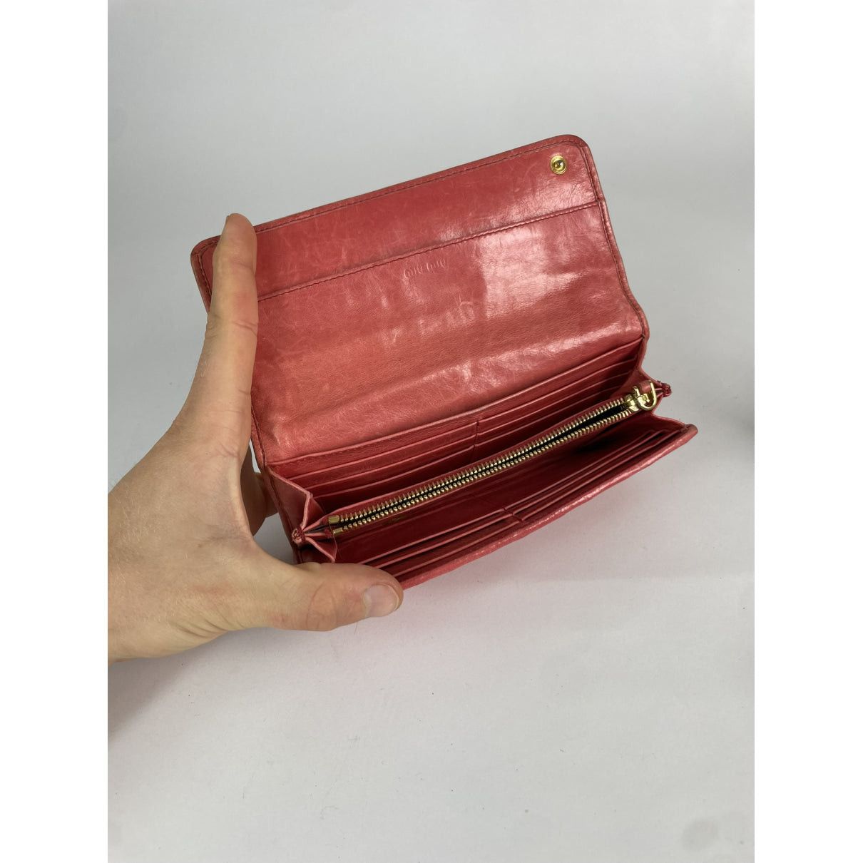 Miu Miu Pink Leather Wallet Size ONE SIZE - 3 Thumbnail