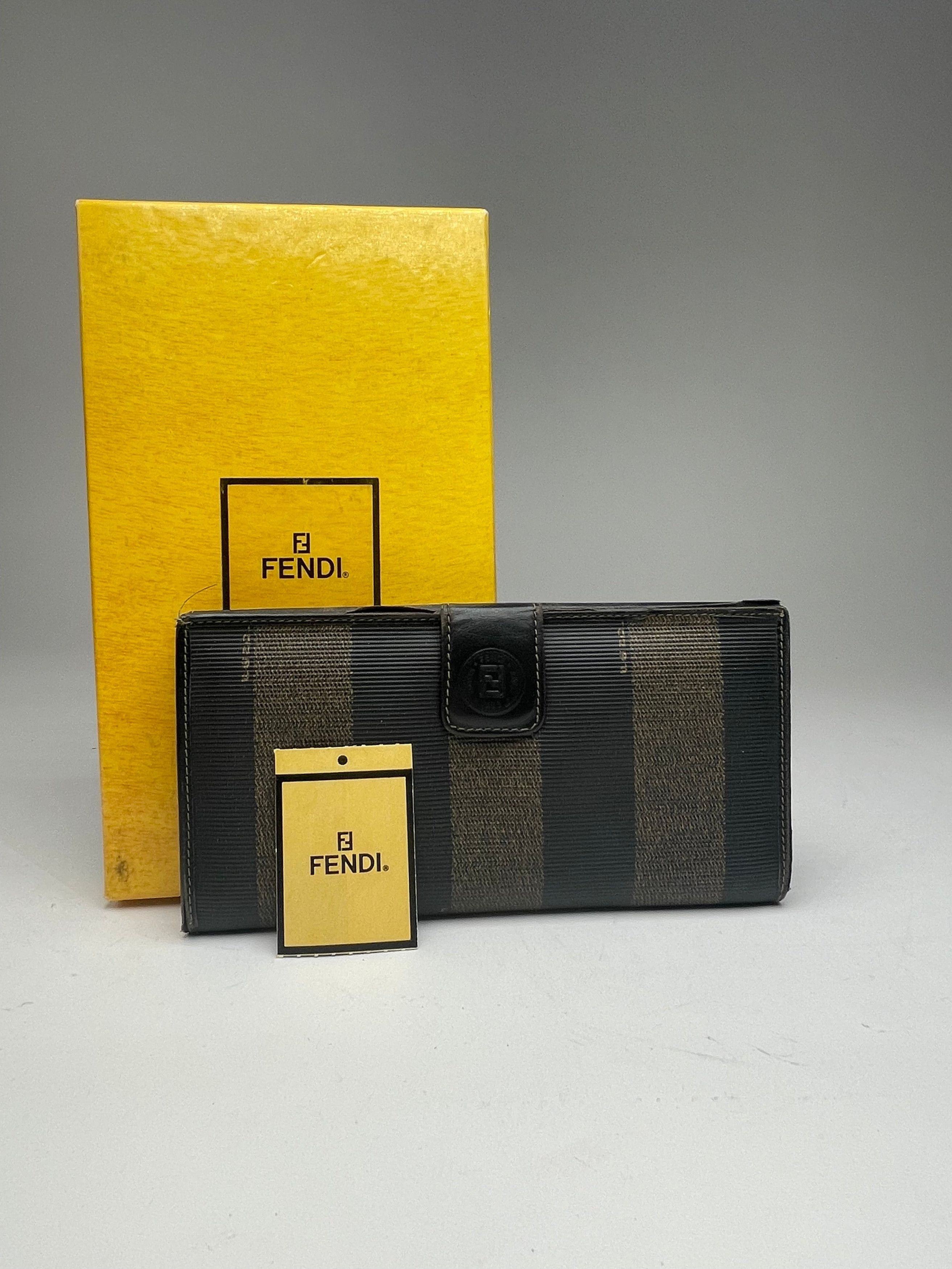Other Vintage Fendi Roma Leather Wallet Brown Black striped Size ONE SIZE - 6 Thumbnail