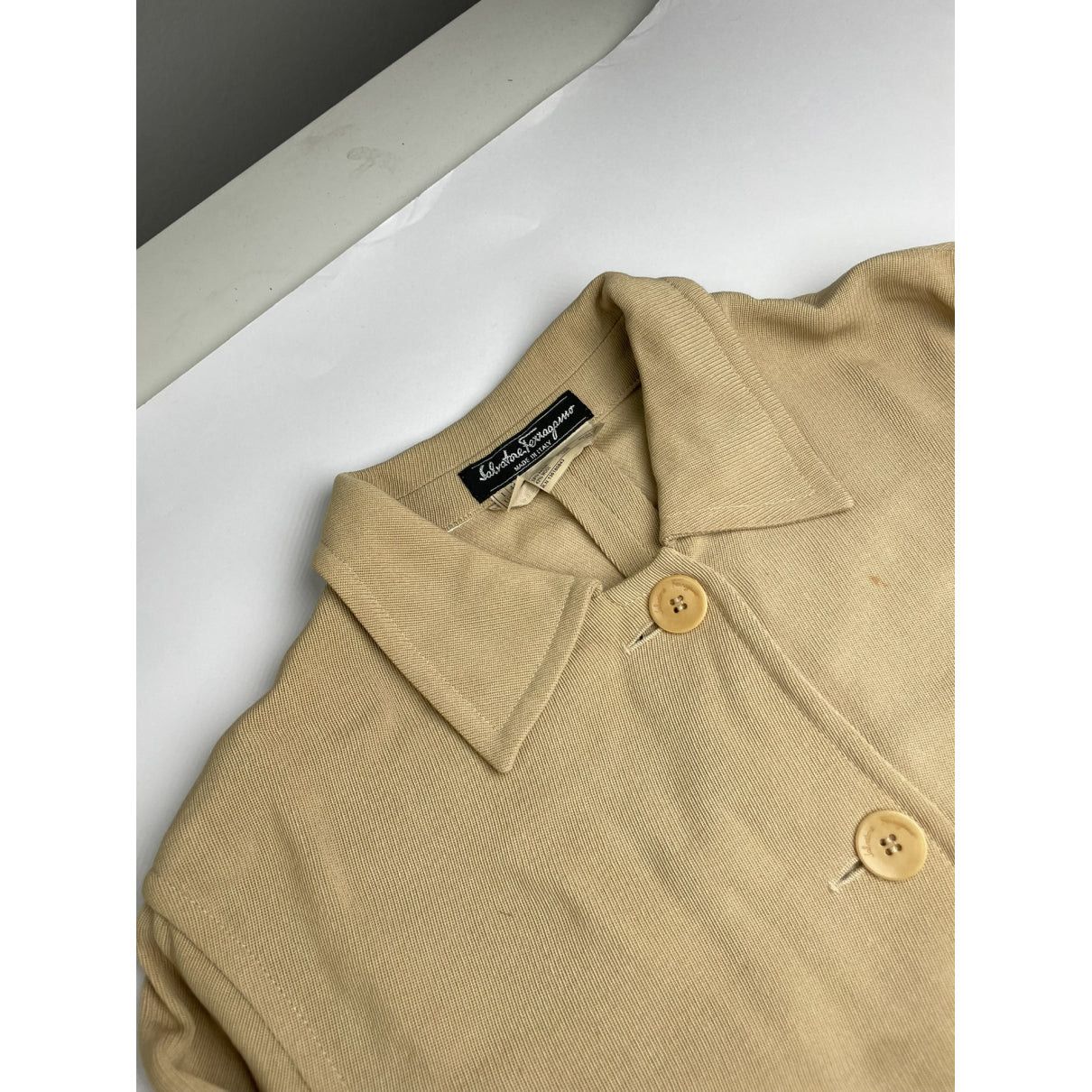 Salvatore Ferragamo Beige Wool Trench Coat Size L / US 10 / IT 46 - 2 Thumbnail