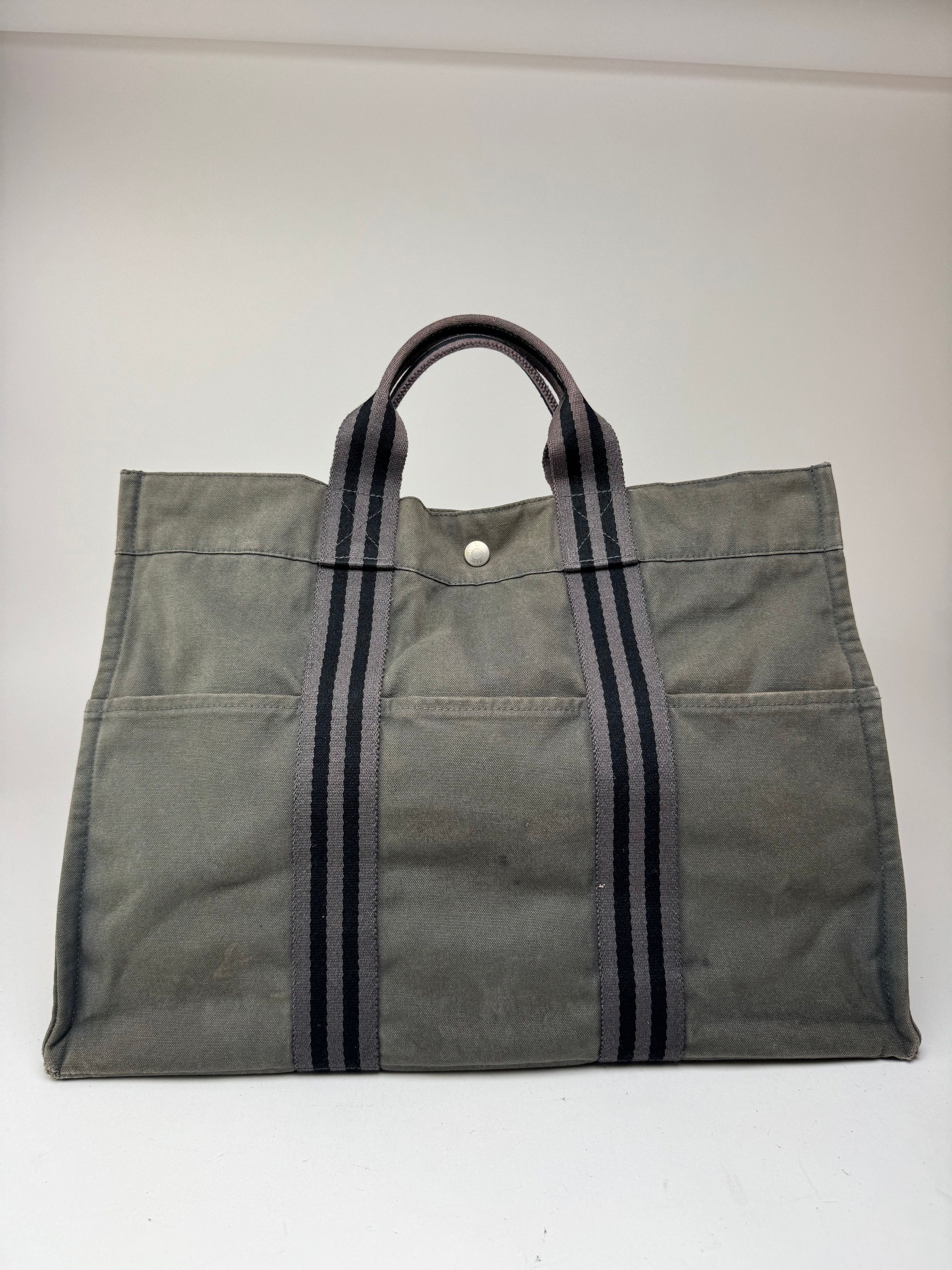 Other Vintage Hermes Canvas Shopper Grey Size ONE SIZE - 6 Thumbnail