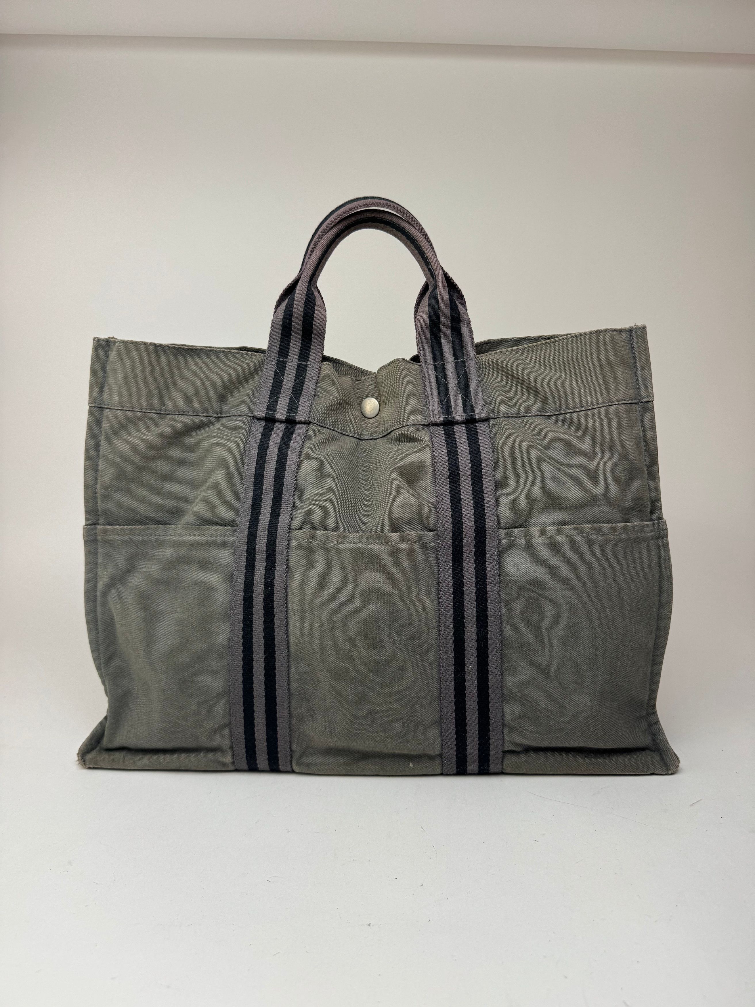 Other Vintage Hermes Canvas Shopper Grey Size ONE SIZE - 4 Thumbnail