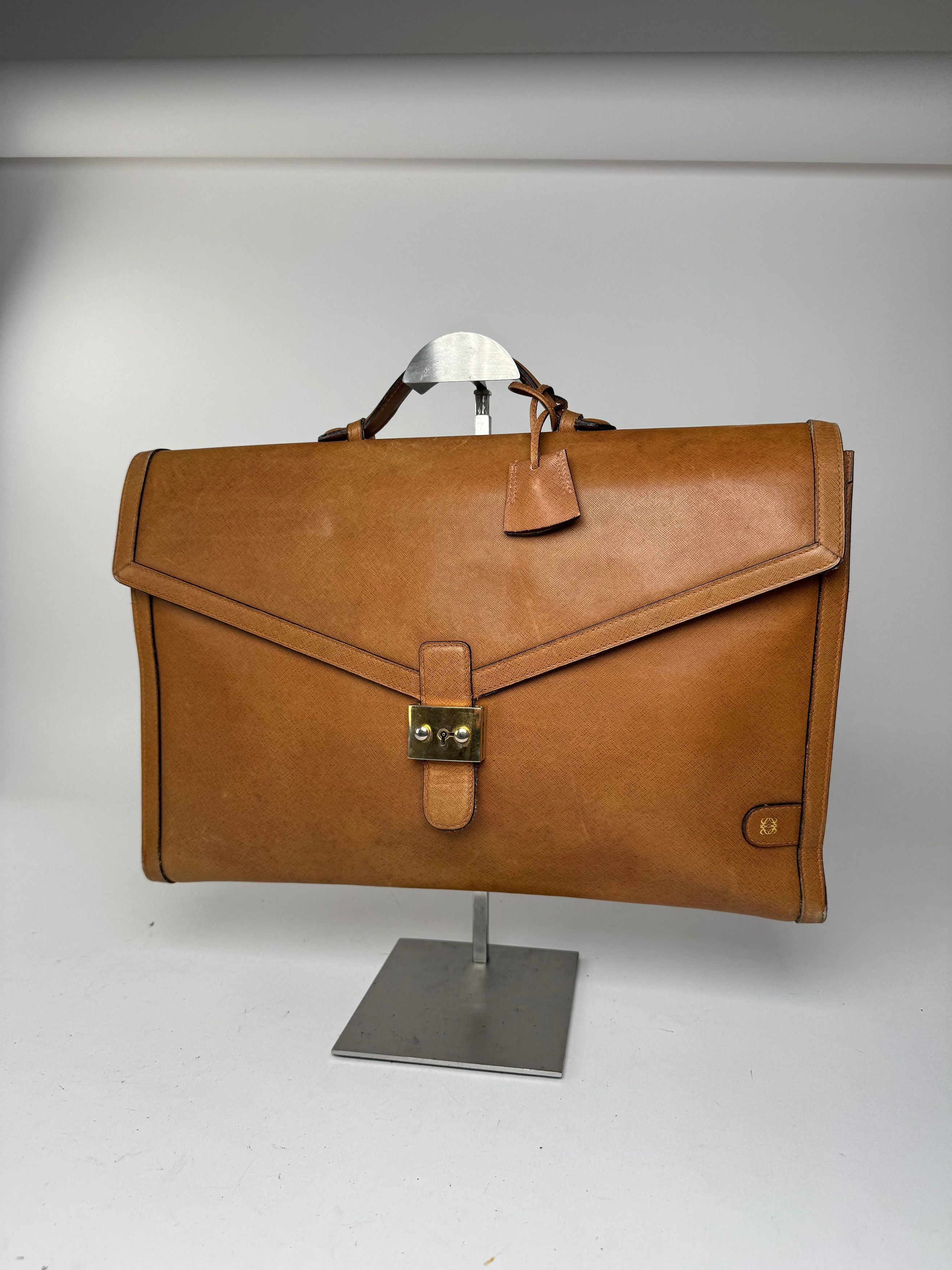 Loewe Vintage Madrid LEATHER Briefcase camel Size ONE SIZE - 6 Thumbnail