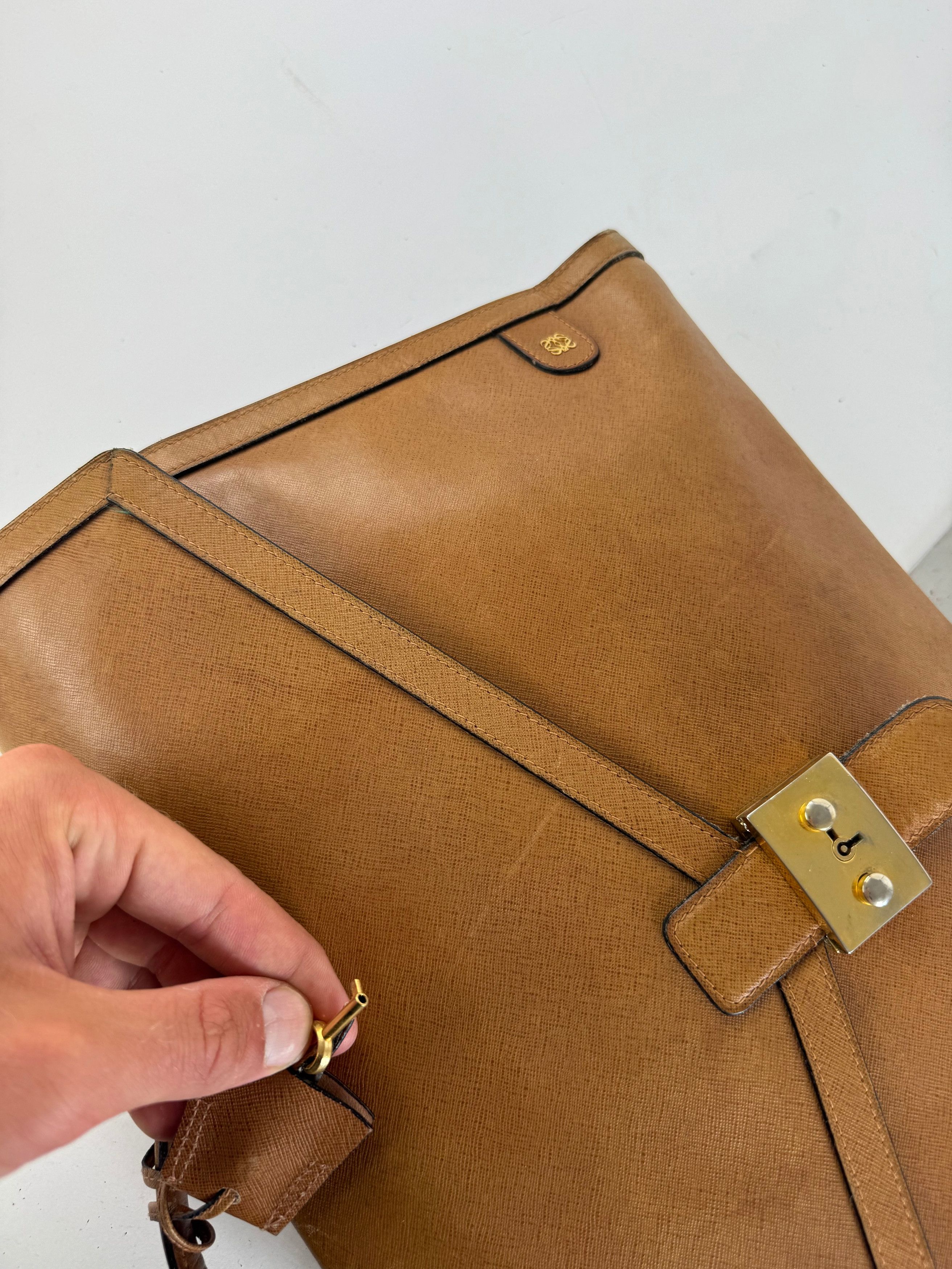 Loewe Vintage Madrid LEATHER Briefcase camel Size ONE SIZE - 10 Thumbnail