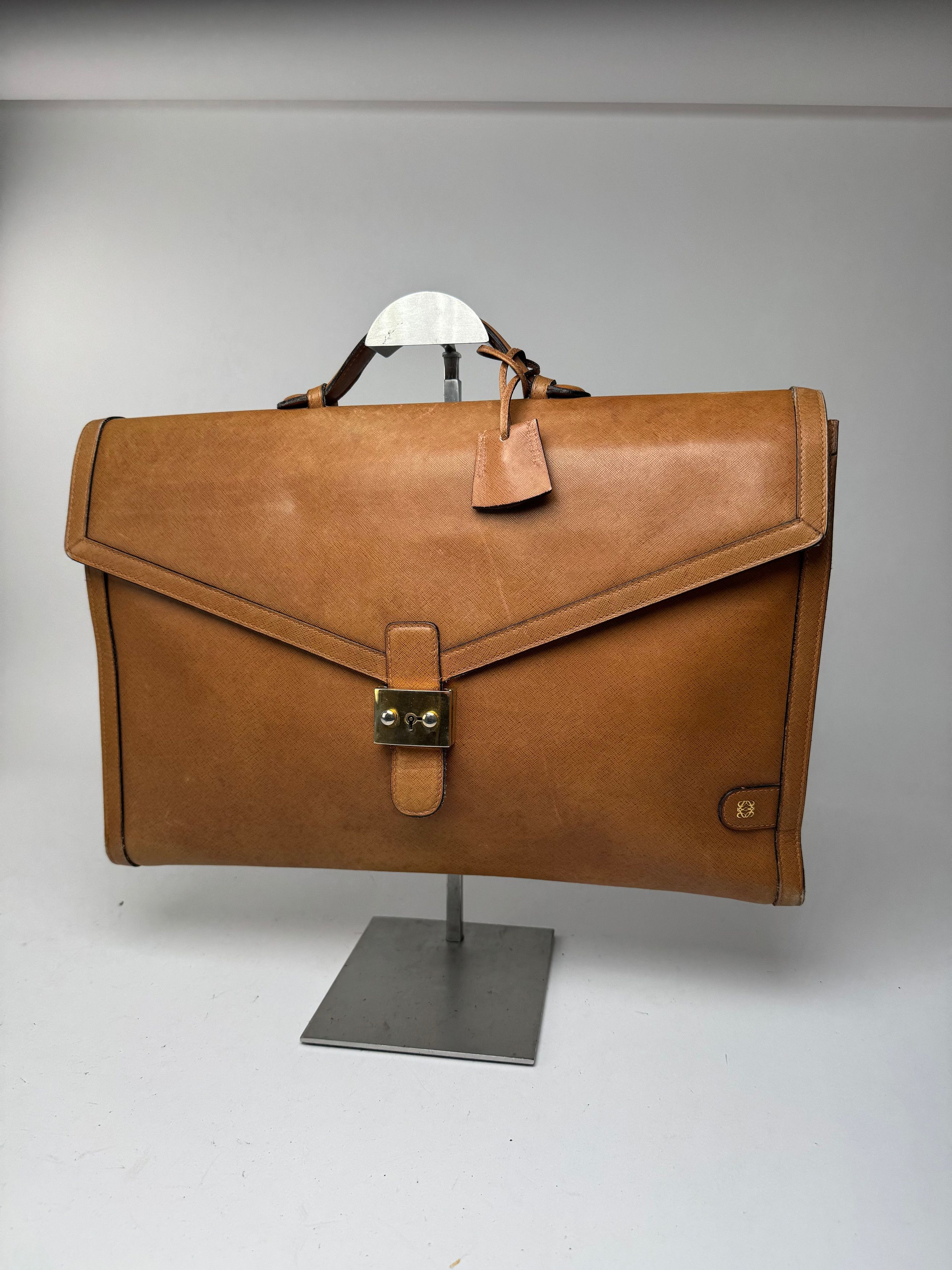 Loewe Vintage Madrid LEATHER Briefcase camel Size ONE SIZE - 15 Thumbnail