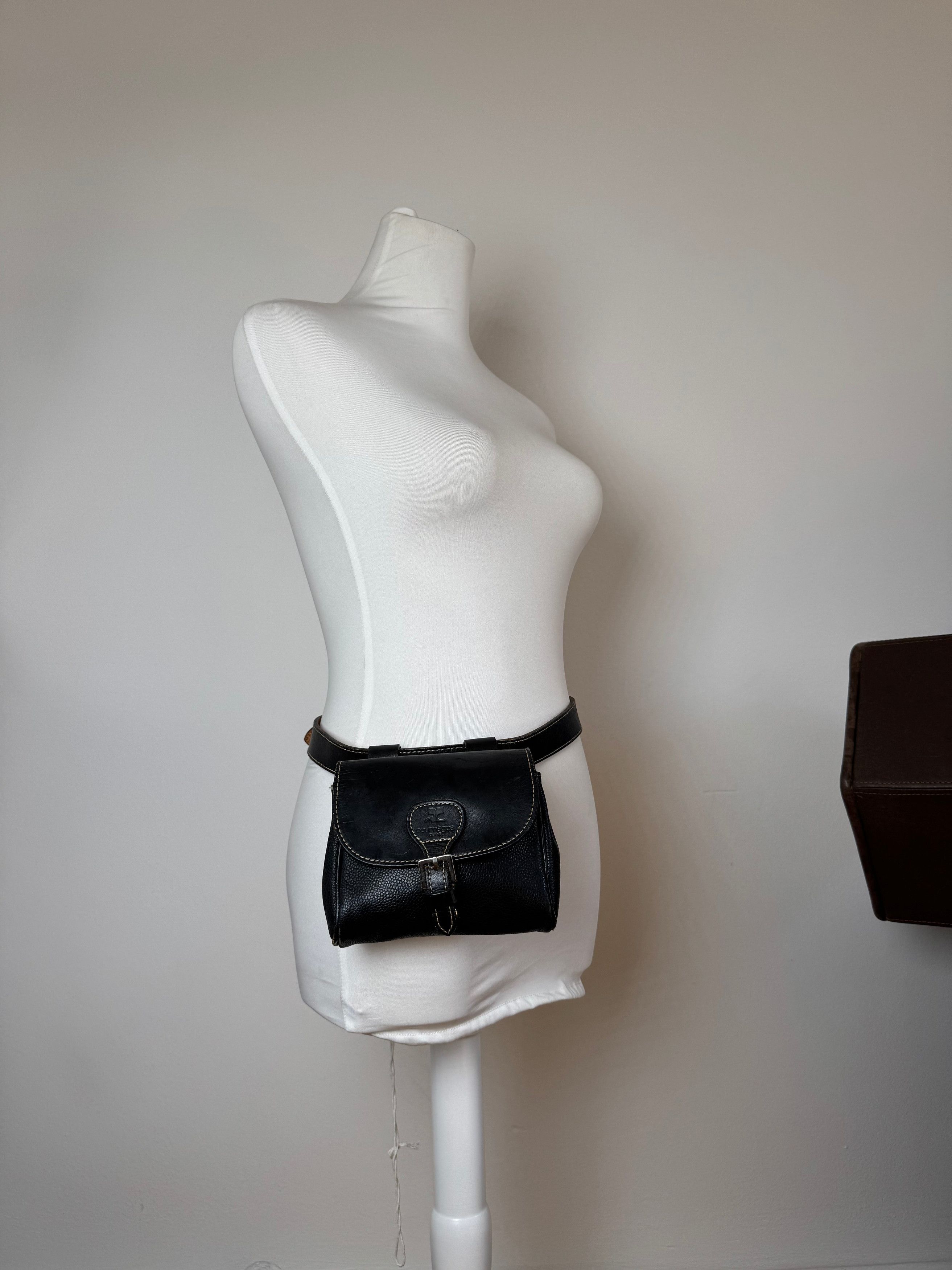 Courreges Vintage Leather belt bag black Size ONE SIZE - 6 Thumbnail