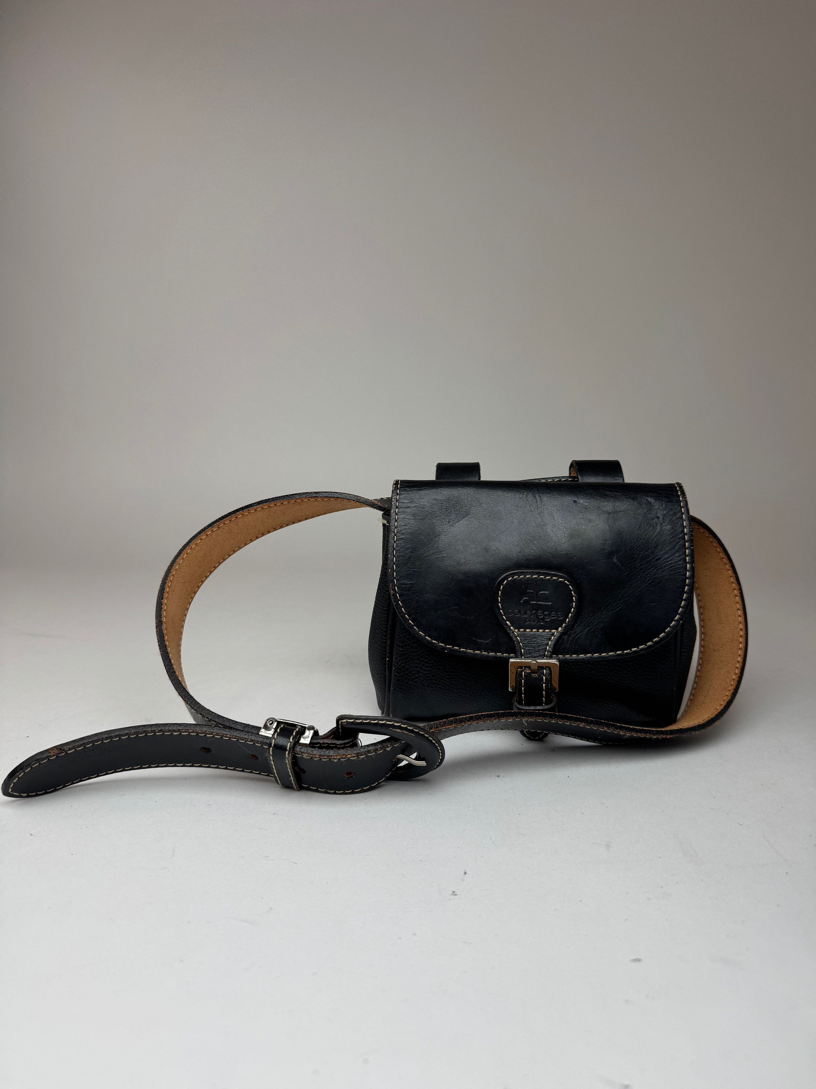 Courreges Vintage Leather belt bag black Size ONE SIZE - 5 Thumbnail
