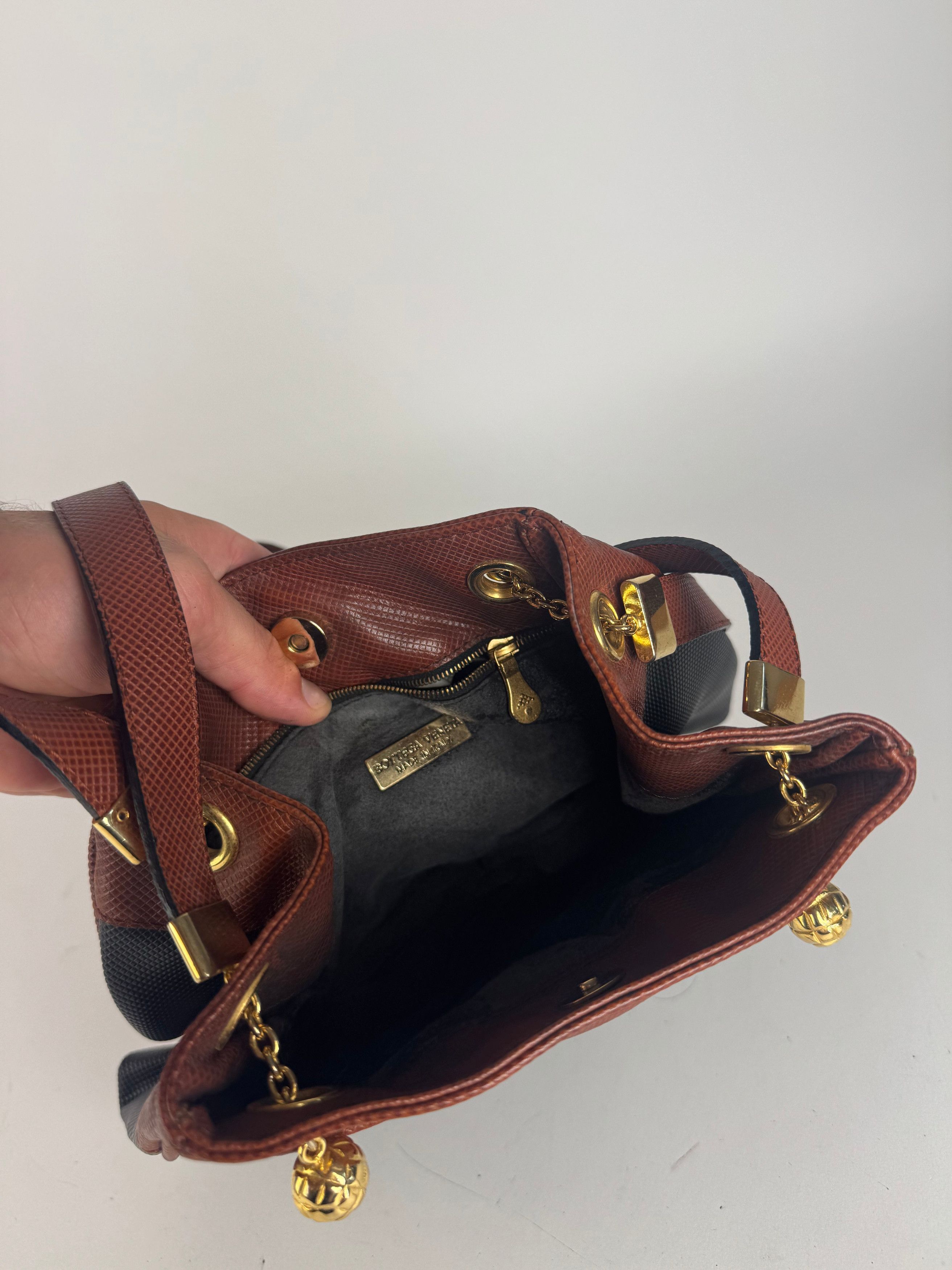 Bottega Veneta Vintage Leather bucket bag black brown Size ONE SIZE - 3 Thumbnail