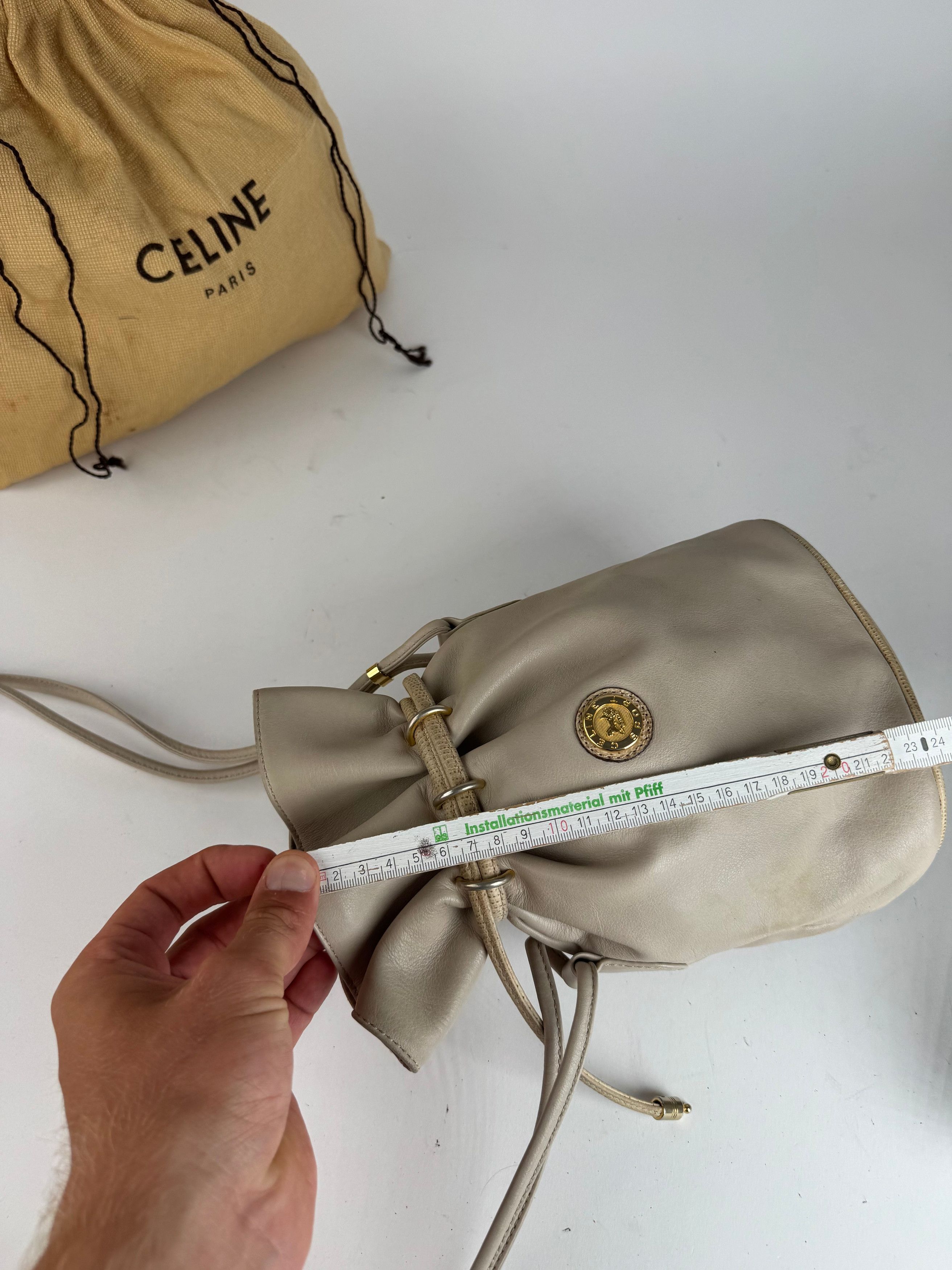 Celine Vintage Seau16 leather bag grey white Size ONE SIZE - 11 Thumbnail