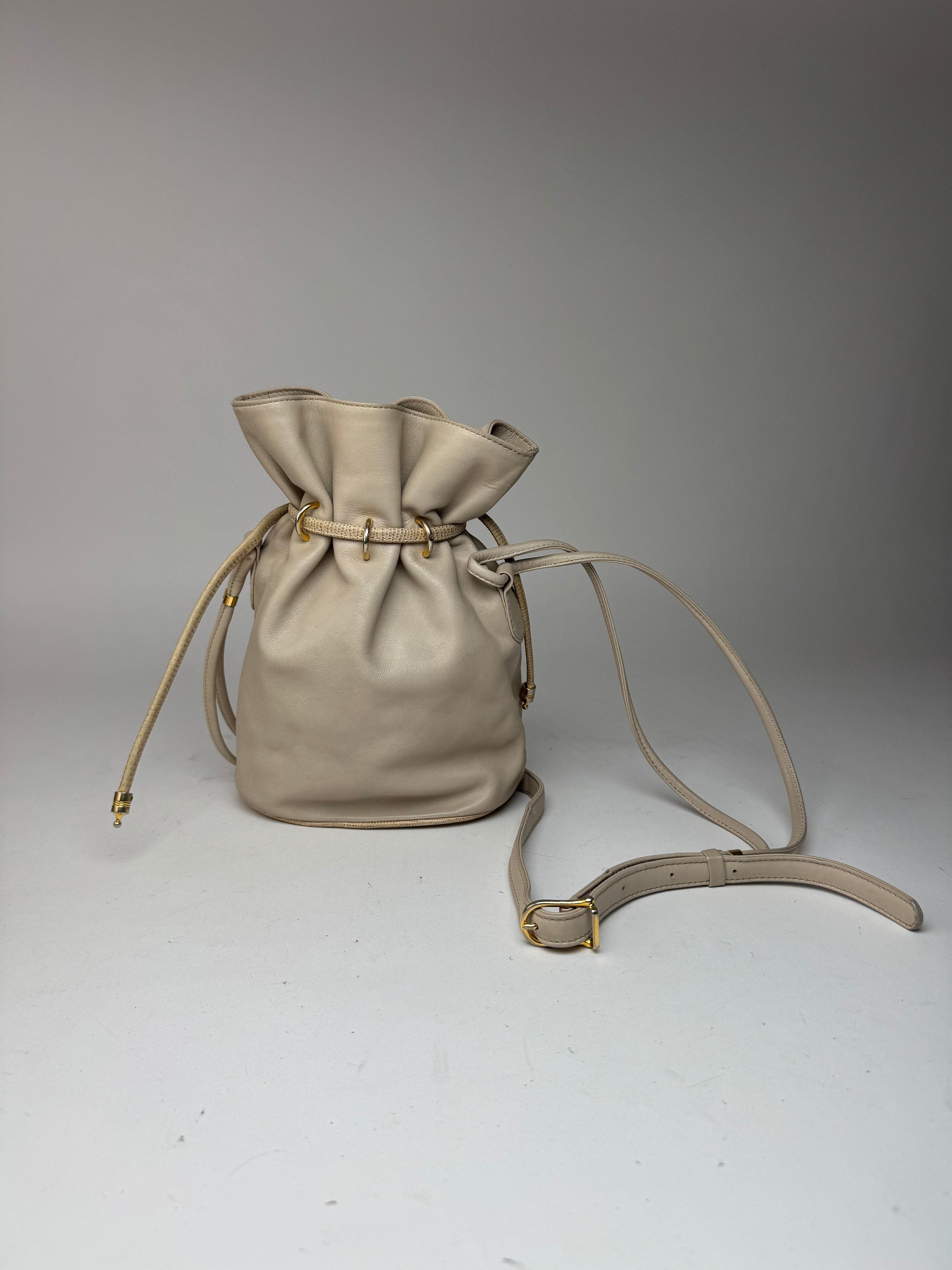 Celine Vintage Seau16 leather bag grey white Size ONE SIZE - 2 Thumbnail
