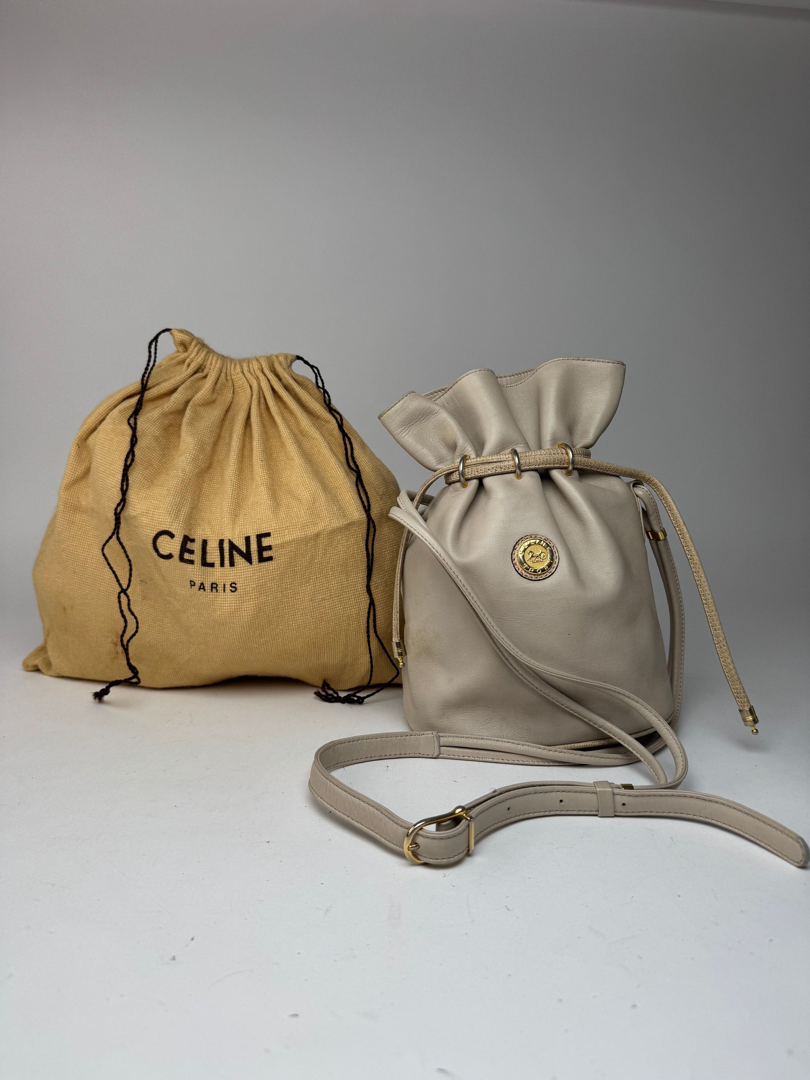 Celine Vintage Seau16 leather bag grey white Size ONE SIZE - 6 Thumbnail
