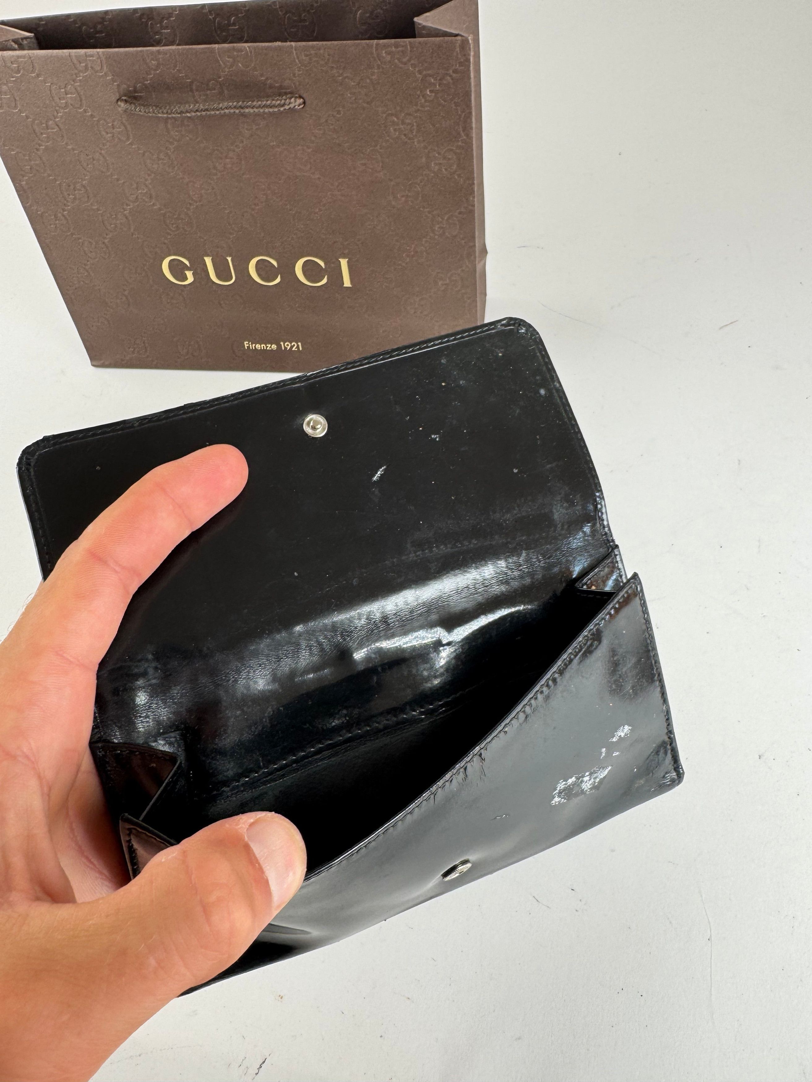 Gucci Vintage GG patent leather wallet black Size ONE SIZE - 3 Thumbnail