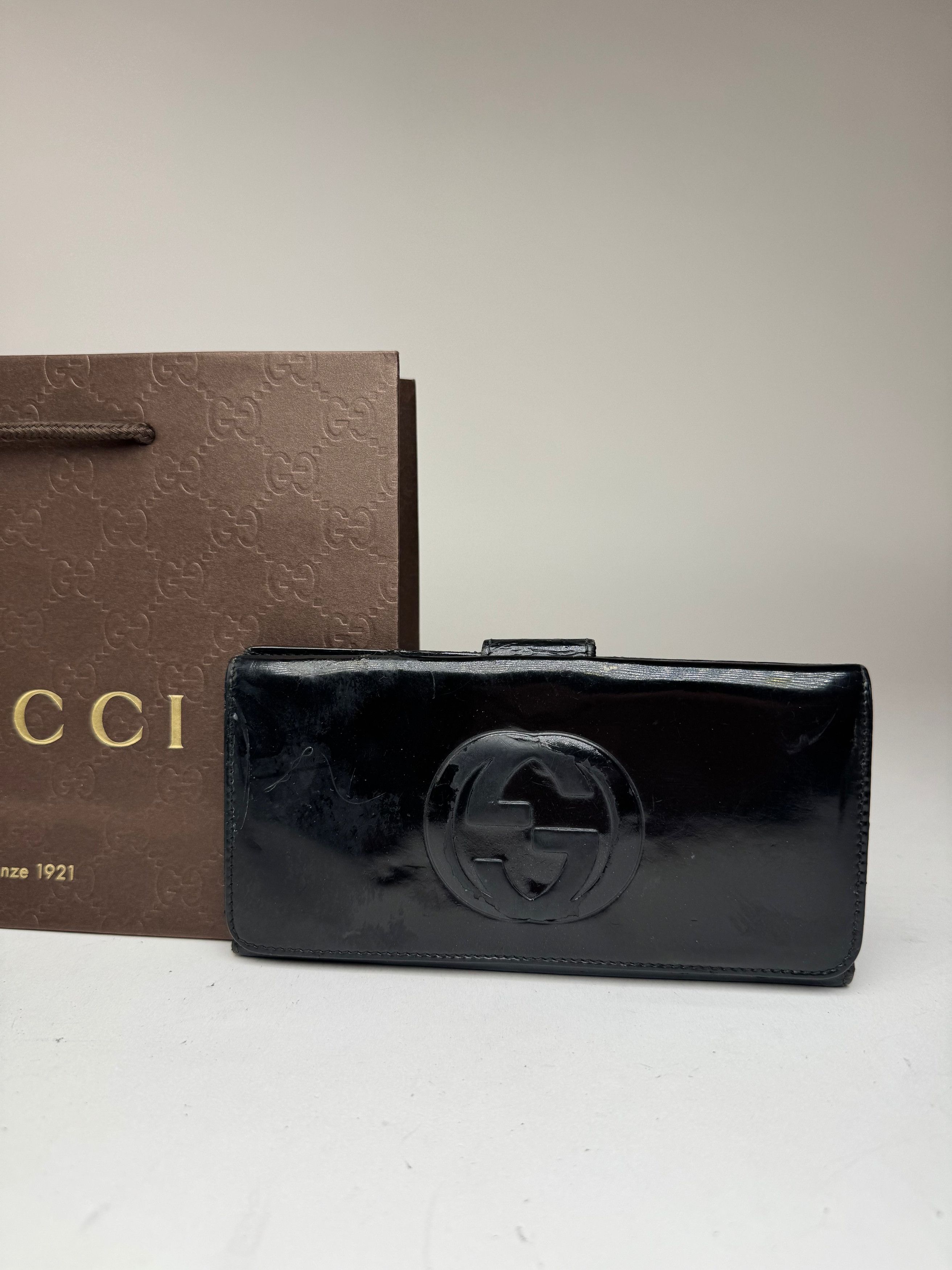 Gucci Vintage GG patent leather wallet black Size ONE SIZE - 6 Thumbnail