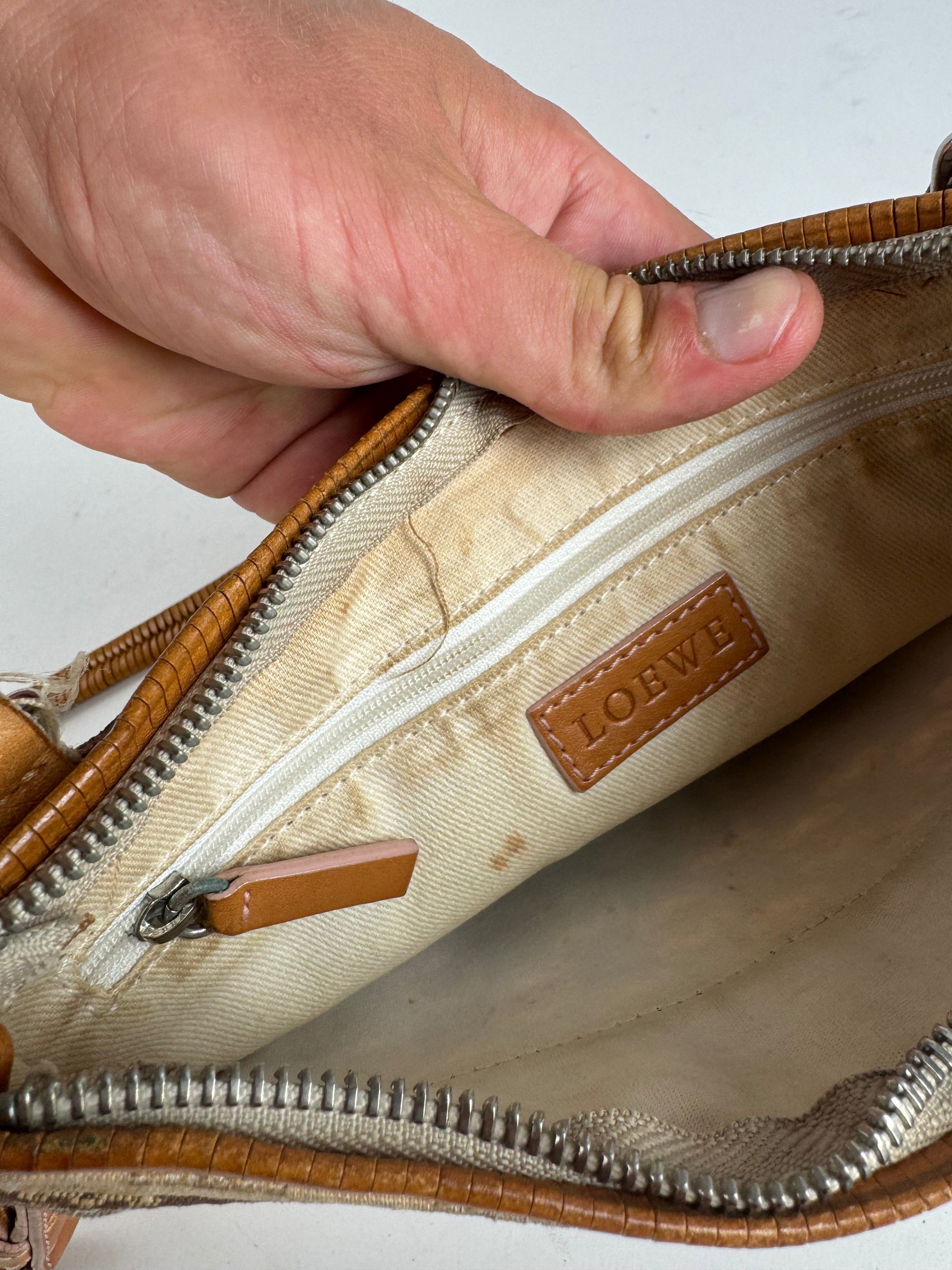 Loewe Vintage Madrid Leather canvas monogram Shoulder bag beige br Size ONE SIZE - 4 Thumbnail