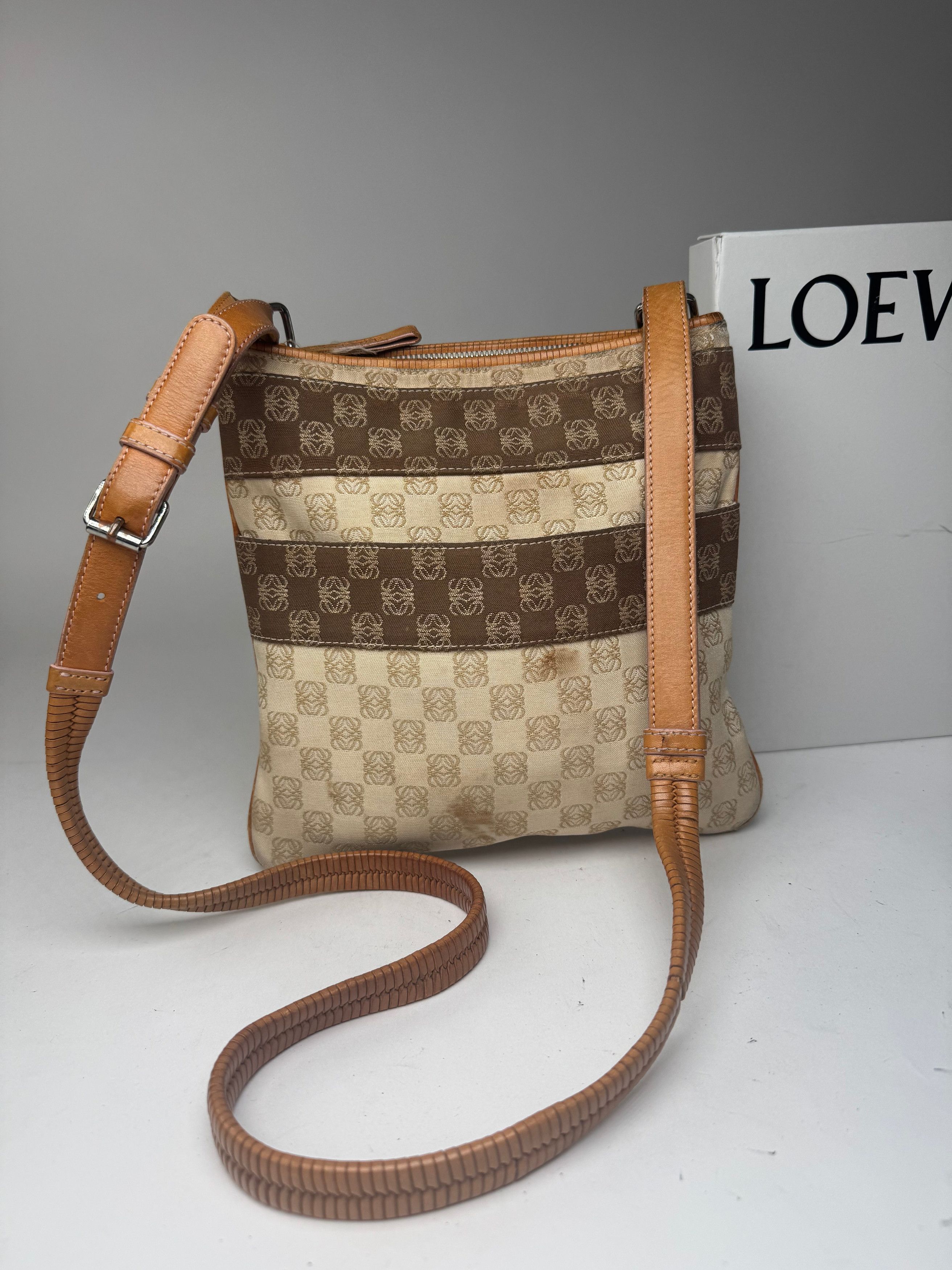 Loewe Vintage Madrid Leather canvas monogram Shoulder bag beige br Size ONE SIZE - 5 Thumbnail