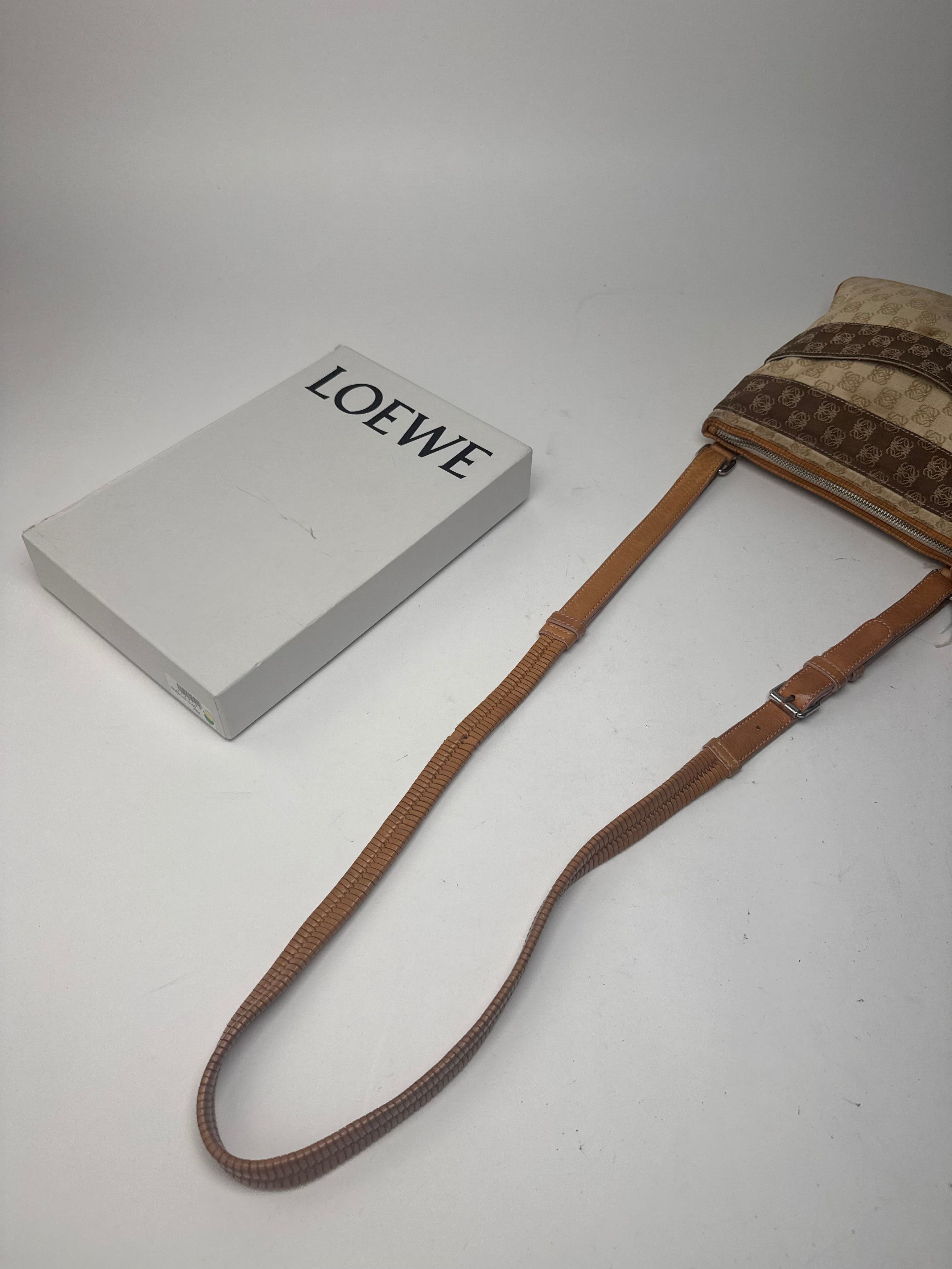 Loewe Vintage Madrid Leather canvas monogram Shoulder bag beige br Size ONE SIZE - 11 Thumbnail
