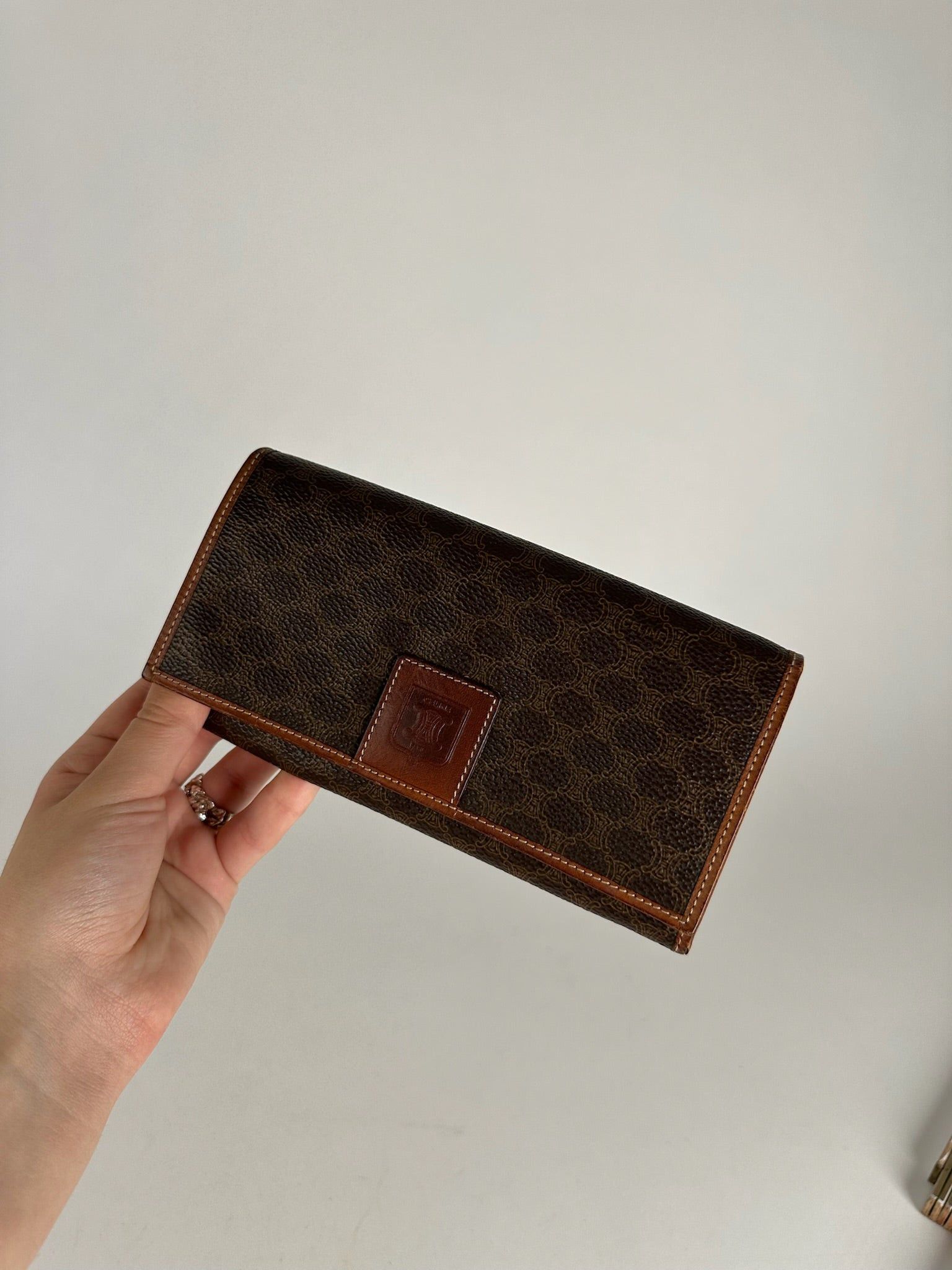 Celine Vintage monogram Leather Wallet Brown Size ONE SIZE - 9 Thumbnail